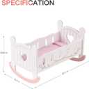 ROBUD Wooden Baby Doll Crib, Baby Doll Bed Toys, Fits Up to 18 Inch Doll Accessories, Small