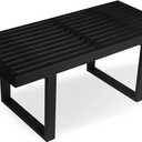 Bamboo Nelson Slat Wooden Bench, Small Wood Benches for Entryway, Living & Dining Room, Kitchen, Bedroom, Bathroom, Hallway, Front Door, For Indoor & Outdoor Patio Use, Mid Century Modern Decor (Nelson Black)
