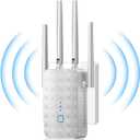WiFi Extender Signal Booster for Home - 1200Mbps Dual Band, Covers 12850 Sq Ft & 108 Devices, Long Range Internet Booster with Ethernet Port, Easy Setup (White)