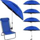 4 Pcs 48.5 Inch Beach Umbrella with Clamp 360 Adjustable Umbrellas for Chair UPF50+ UV Protection Double Canopy Beach Chair Umbrella with Clip for Outdoor Wheelchair, Golf Carts, Camping