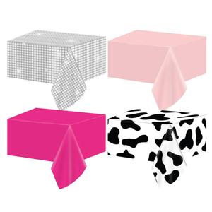 3PCS Disco Cowgirl Party Decorations Pink Cowgirl Tablecloth Cow Print Western Party Supplies Pink Disco Ball Plastic Table Cover Disposable for Girls Birthday Bachelorette 80s 90s Favors 54x108