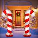 Soulchen 2 Set 5 ft Candy Cane Christmas Inflatables Decoration with Built in LEDs Lighted and Air Blower, Blow up Giant Xmas Candy Outdoor Decor for Holiday Party Yard Garden Lawn Decor