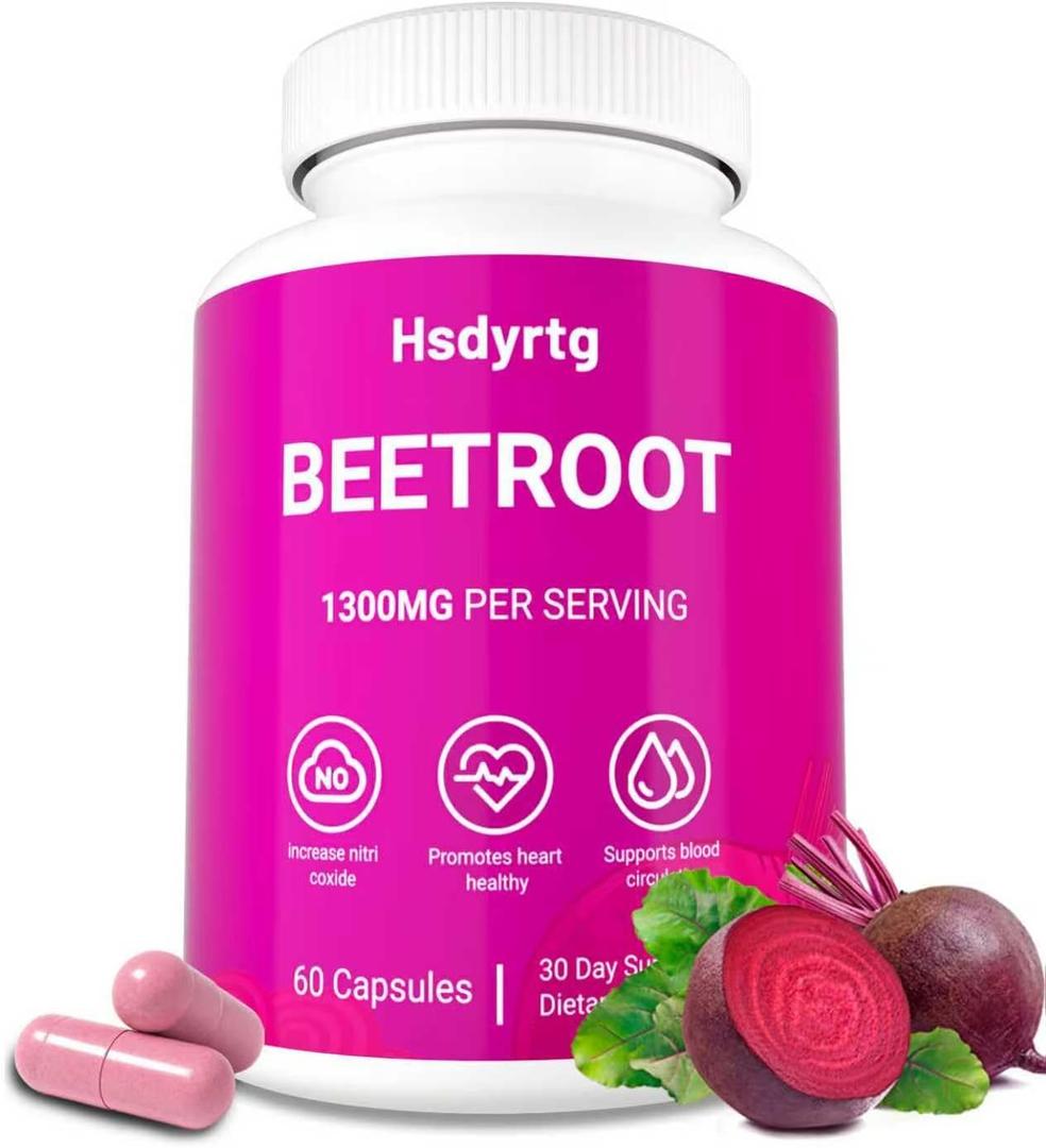 2 x Premium Beet Root Capsules - 60 Vegan Capsules, Natural Beetroot Supplement Powder for Natural Energy & Endurance Support, Non-GMO, Gluten Free Dietary Support, 30-Day Supply