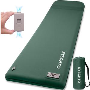 Self Inflating Sleeping Pad with Electric Pump, 3.14" Ultra-Thick Memory Foam Sleeping Mats for Camping,Easy Inflate&Deflate,9.5 R-Value Insulated Camping Mattress Pad with Pillow for Car Travel Tent (Single)