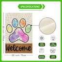 Welcome Easter Dog Paw Colorful Dots Cute Bunny Eggs Spring House Flag Large Burlap 28X40 Inch Vertical Double Sided Outside Yard Holiday Outdoor Farmhouse Decoration