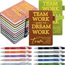 Chuangdi 20 Pcs/10 Sets Team Employee Appreciation Gift Bulk Teacher Nurse Week Gifts A5 Leather Inspirational Notebook and Metal Ballpoint Pen for Social Worker Secretary Coworker Staff(Multicolor)