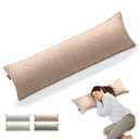 ZonLi Supportive Foam Long Lumbar Pillow for Bedroom, Bed Couch & Bench, 100% Cotton Breathable Cover, Firm Bolster Pillow for Back and Side, 39"x12.2", Coffee