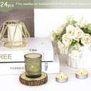 24 Pcs Green Glass Votive Candle Holders, Tealight Candle Holders for Table Centerpieces, Vintage Candle Holder Bulk, Boho Wedding, Home, Bridal Shower, Birthday Party Table Decor (Green)