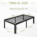KERAMIK 18 Inch High Twin XL Bed Frames Metal, Twin XL Bed Frame No Box Spring Needed with Round Edge, Easy Assembly, Heavy Duty, Black