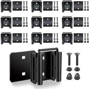 10 Pack E-Track Connector with Square Plates, E Track Double Fitting Accessories, Bolt-on Steel Cargo Securement E Track Compatible Accessory, Etrack Rail Adapter for Trucks, Enclosed Trailers