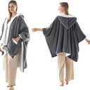 Wearable Heated Blanket - Fast Warm Up Electric Blanket Hoodie with 6 Heat Levels, Snuggies for women, gifts for her, 50"x60", London Grey