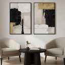Framed Black White and Gold Abstract Wall Art for Living Room, Set of 2 Modern Minimalist Canvas Artwork for Walls, Large Neutral Pictures Prints for Bedroom Home Office Hallway Wall Decor, 24x36 Inch