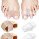 4Pcs Toe Separators for Bunion Correction, Big Toe Straightener Elasticity Hammer Bunion toe Corrector Toe Spacers for Feet Women Men Toe Correct, with 2 Loops (2 Nylon+2 Gel)