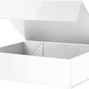 PACKHOME Mothers Day Large Gift Box 13.5x10x3.5 Inches, Sturdy Shirt Box with Magnetic Lid for Multiple Occasions (Glossy White)