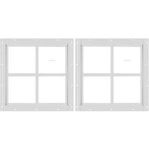 2 Pack Shed Window 12" W x 12" H, White Flush Mount Window with Tempered Glass for Playhouses, Sheds, Garage and Chicken Coops