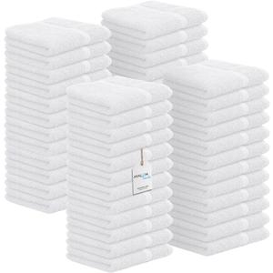Avalon Towels Cotton Washcloths  (Pack of 48) Size 12x12 Inches, 100% Ring Spun Cotton, Soft & Absorbent Face Towels, Gym Towels, Hotel and Spa Quality, Reusable Fingertip Towels (White)