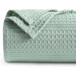 PHF Lightweight Waffle Weave Blanket Queen Size 90"x 90", Soft Woven Summer Blanket for Hot Sleepers - Aesthetic Home Decor for Couch Bed Sofa, Pet Friendly, Sage Green