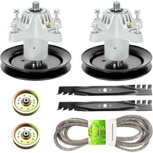 42" Lawn Mower Deck Rebuild Kit for Huskee LT542H 13AD771G731, Include 2 Spindles with 2 Pulleys 618-04456 918-04456 918-04461, 2Idlers 753-08171, 2 Blades 742-0616,1 96 1/2" Belt 754-04060