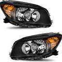 WEELMOTO for 2006-2008 Toyota RAV4 Headlights Replacement for 06 07 08 RAV4 Headlight Assembly Headlamp Pair Halogen Black Housing Amber Reflector