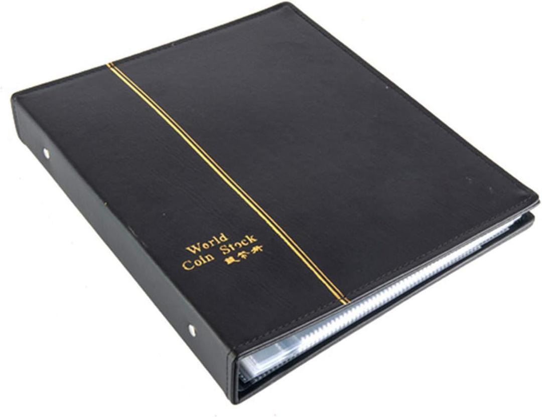 Meightai Leather 240-Pocket Paper Money Currency Album, 3-Ring Binder Currency Holders for Collectors, Collection Folder for Paper Souvenirs, Holder Book for Travel Bill/Banknote/Stamp and Cash, Black