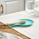 Ceramic Spoon Rest, 7.48 Inches Spoon Holder for Kitchen Counter, Kitchen Accessories, Dishwasher Safe, Turquoise