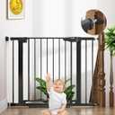 Cumbor 29.7-40.6" Baby Gate for Stairs, Baby Essential Safety Gate, Mom's Choice Awards Winner-Dog Gate for Doorways, Pressure Mounted Auto-Close Pet Gates for Dogs Indoor, Durable Child Gate, Black