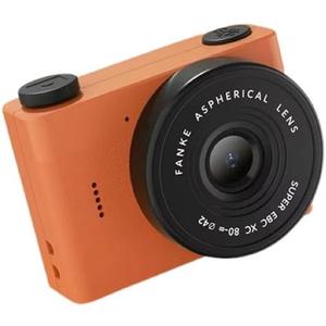 Mini Digital Camera with LCD Screen 2MP 1.4" IPS Full HD 64 GB Memory Card Monoreflexes Shaped CMOS Small Compact Portable Video Recorder Dual Selfie Built-in Filters (Orange)