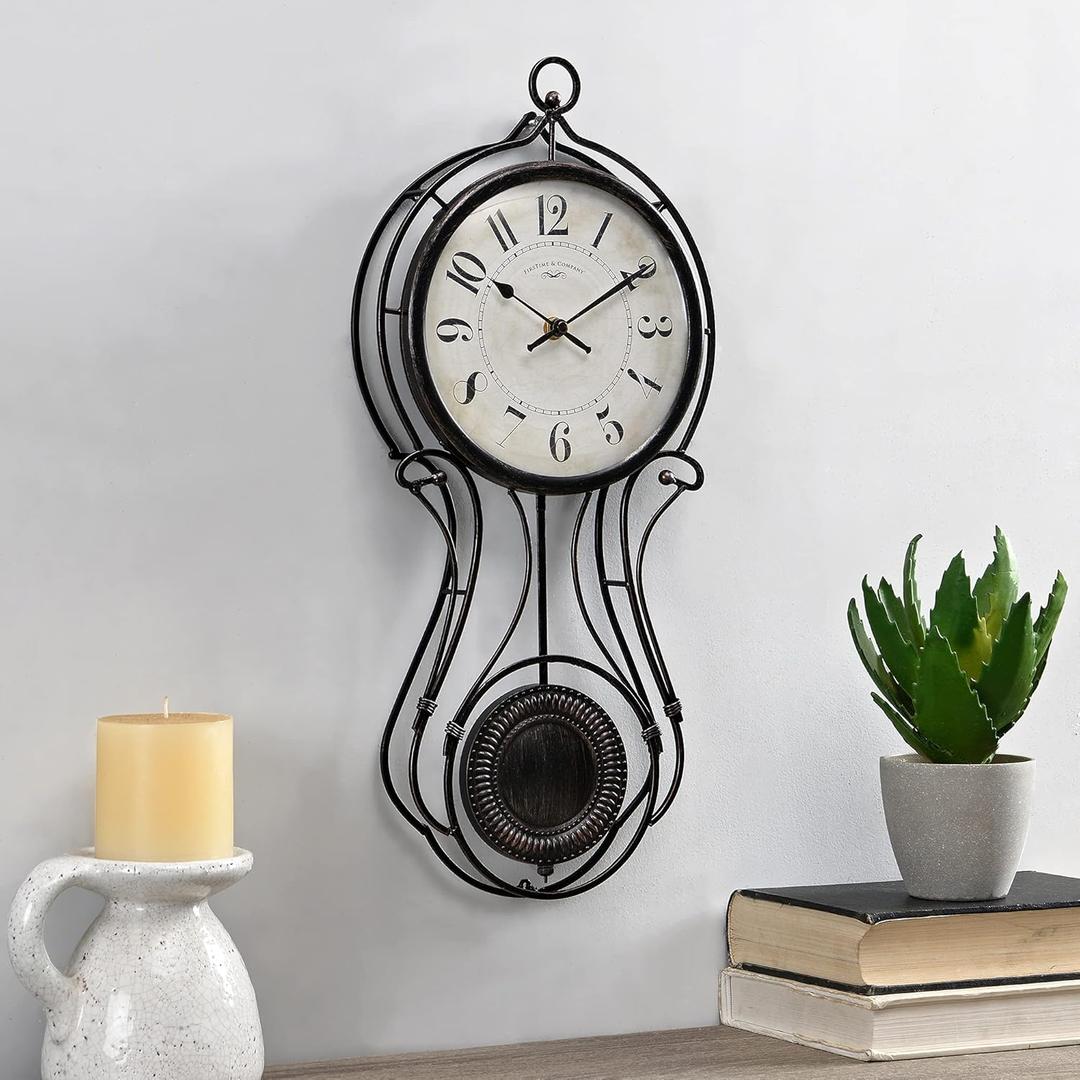 FirsTime & Co. Harwick Pendulum Wall Clock, American Crafted, Black, 9.1 x 2.36 x 20