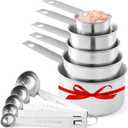 Stainless Steel Measuring Cups And Measuring Spoons 10-Piece Set, 5 Cups And 5 Spoons