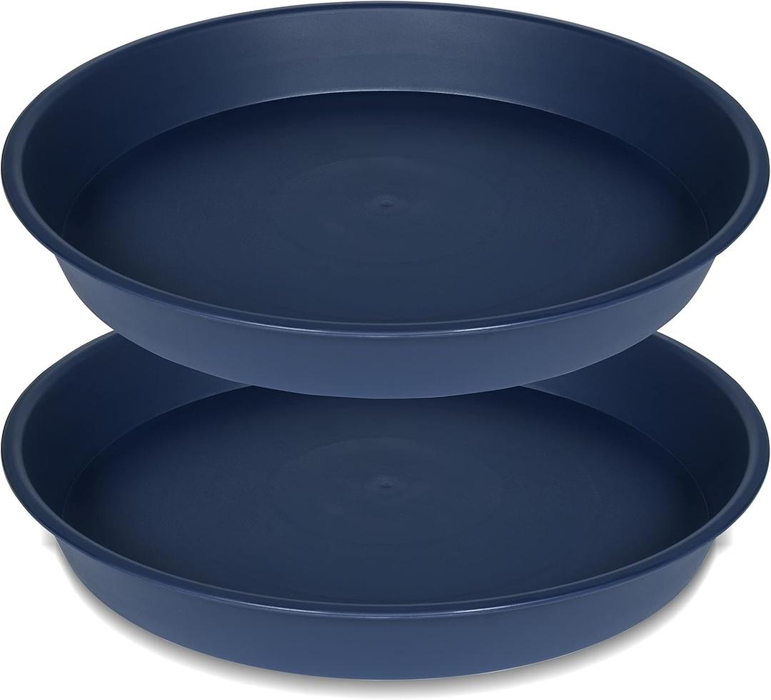 2 Pack of Plant Saucer 20 22 inch, 3.6" Depth, Large Deep Heavy Duty Plant Saucers, Garden Plastic Plant Trays for Indoors Outdoor, Pot Tray for Planter 19-23" (Blue)