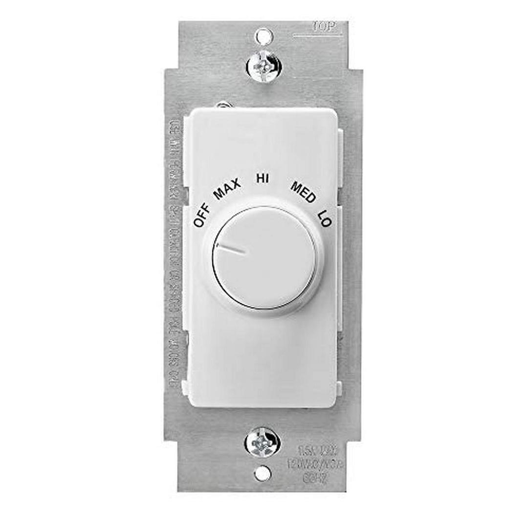 Leviton Decora Illumatech Quiet Fan Speed Control, 120 Vac, 60 Hz, 1.5 A, RTF01-10W, White