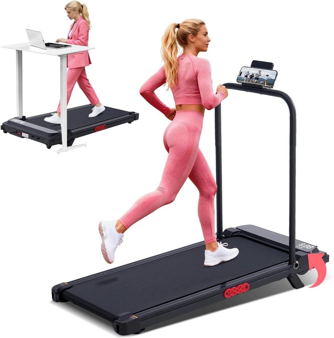 Walking Pad with Incline, 2026 Upgrade Electric Small Walking Pad with Handle Bar, 3.0HP Protable Walking Pad Treadmill with Handles and Incine for Home Small, 0.6-7.6MPH, 350LBS