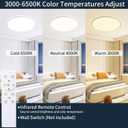 MOONSEA 24 Inch Flush Mount LED Ceiling Light with Remote Control, Bedroom