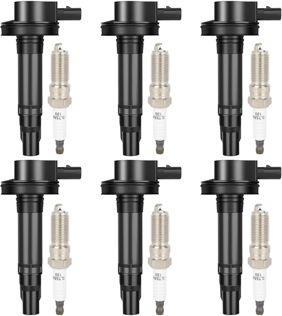 ECCPP UF553 6 ignition coils with 6 iridium Spark Plugs for ford for Lincoln Edge Flex F150 Explorer Fusion Taurus MKS MKX MKZ CX-9 3.5L 3.7L V6 2007-2017 DG-520 UF553 UF-553