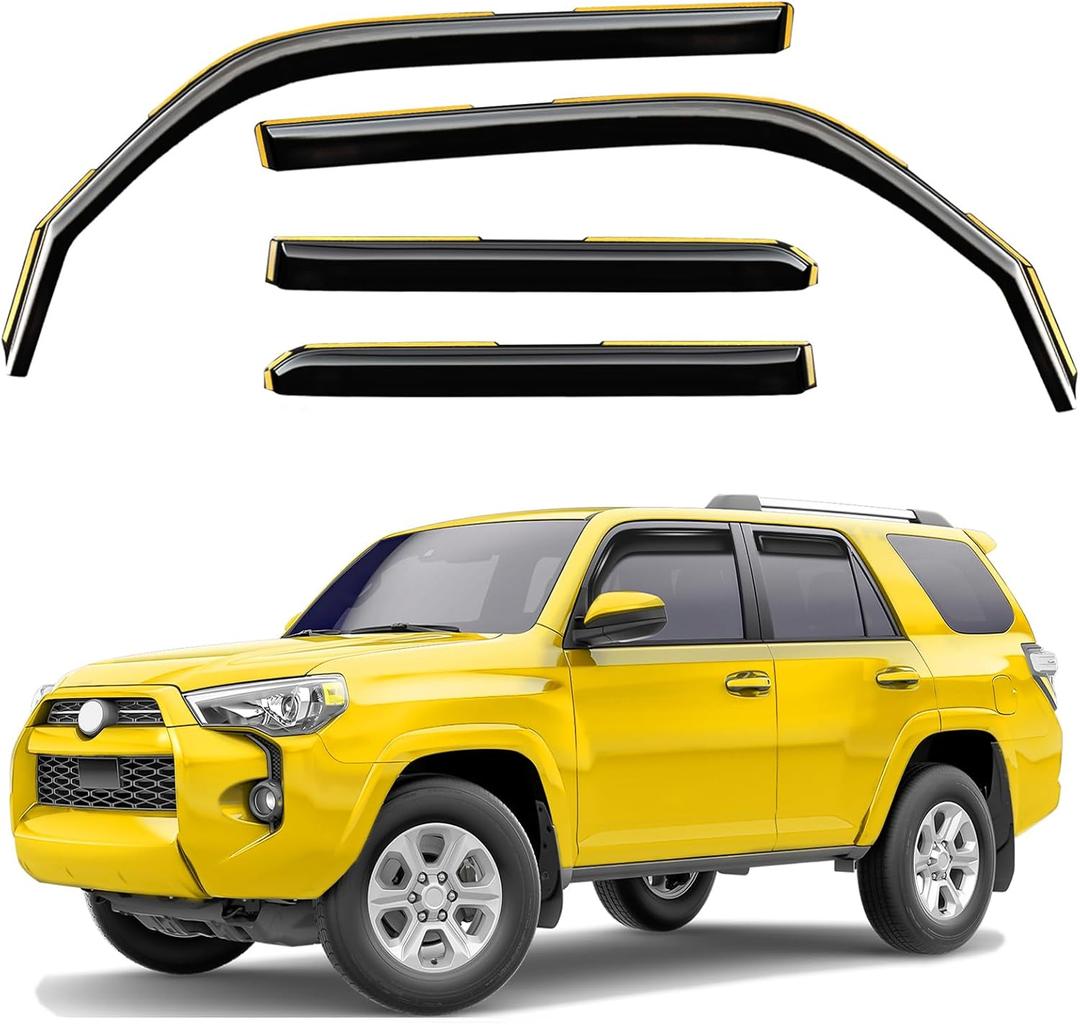 in-Channel Window Rain Guards Fit for Toyota 4Runner 2010-2024 Extra Durable Window Deflectors Vent Shades Visors Exterior Car Accessories Visors Rain Guards - 4 pcs