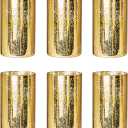 Gold Candle Holder Hurricane Candle Cylinder Vases for Centerpieces Set of 6 for Wedding Table Centerpiece