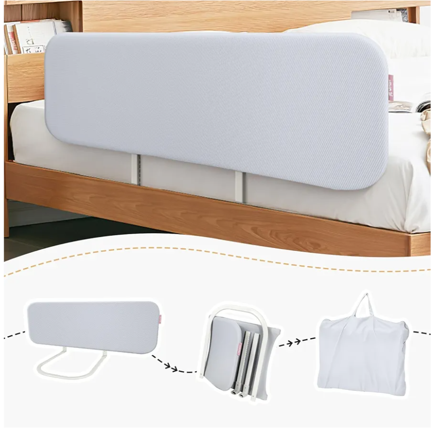 Q-MIULIKE Baby Bed Rail for Toddlers Portable Foldable Travel Toddler Bed Rails Easy to Install 27 Height Adjustable Suitable for Full King Queen Twin Bed Sizes Q-608-80cm