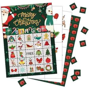 Zodvery Christmas Bingo Cards, Christmas Bingo Game, for New Year Christmas Party Games Favors Supplies, Group Game - 24 Players/ 11shengdan