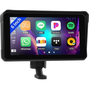 CarPlay Screen for Motorcycle,Portable Wireless Carplay/Android Auto for Motorcycle,6 inch IPS Waterproof Portable Radio GPS Display for Motorbike with Airplay,Bluetooth,TF Port