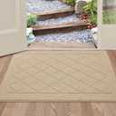 BEQHAUSE Dirt Trapper Door Mat 24" x 36", Doormat Non-Slip Entryway Rugs Washable, Dog Door Mat Stain Resistant and Absorbent Welcome Floor Mat for Front Back Door, Mud Wet Shoes & Paws, Warm Beige