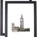 DII Black Frame 11x14 with White Mat for 8x10 Picture with Protective Glass Covering-for Wall or Desk Display-Set of 2, Black, 2 Set of (Z01737) (Blalck)