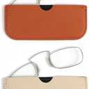 DXYXYO Armless Reading Glasses for Women Men, 2 Pack Mini Thin Legless Nose Clip Readers Compact with Small Portable Case (Gold+silver)+2.50