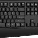 Wireless Keyboard and Mouse Combo, EDJO 2.4G Full-Sized Ergonomic Computer Keyboard with Wrist Rest and 3 Level DPI Adjustable Wireless Mouse for Windows, Mac OS Desktop/Laptop/PC (Black)