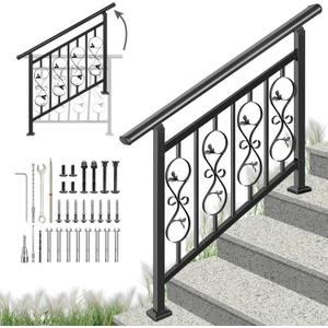 Adjustable Unique Design Handrails for Outdoor Steps, Black