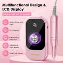 Professional Electric Nail Drill File, HUGMAPLE 45000RPM Portable E-File Machine with Bits & Base, Rechargeable Cordless Nail Drill Kit for Shaping, Removing & Polishing Gel Nails for Salon Home (Rose Gold Pink)