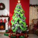 Bucherry 24 ft Christmas Garland and 24 Pcs Lime Green Furry Christmas Ball Ornaments for Xmas Tree Decorations Hanging Garland Faux Feather Decorations for Holiday Indoor and Outdoor Party Supplies