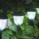 AOSEA 2 Pack Solar Outdoor Lights, IP 65 Waterproof Solar Powered Driveway Lights, Auto On/Off Path Landscape Lighting for Yard, Patio, Landscape, Pathway, Cool White