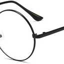 Dollger Retro Round Glasses Blue Light Glasses Clear Lens Non-Prescription for Men Women Metal Frame, Black