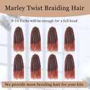 Marley Twist Braiding Hair 14 Inch Afro Kinky Curly Crochet Braids 8 Packs Cuban Twist Synthetic Low Maintenance Skin-Friendly Hair Extensions (1B/350, Packs of 8)