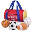 KMUYSL Baby Toys 0-12 Months, My First Sports Bag Plush Toy - 4 Sensory Balls Soft Toys with Crinkle, Rattles for 0-3-6-9-12 Month Newborn Infant, 1st Birthday for Babies Boys Girls Age 1